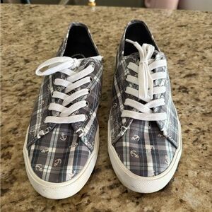 Sperry Gray Plaid Sneakers with White Accents